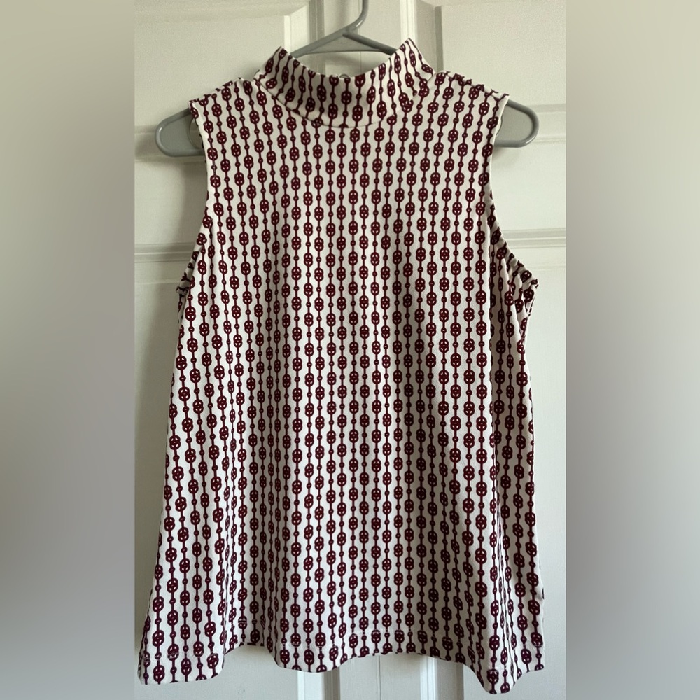 Carolina Belle mock turtleneck, sleeveless shell top.